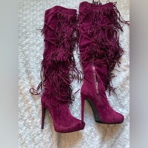 High Heel Boots with Fringes